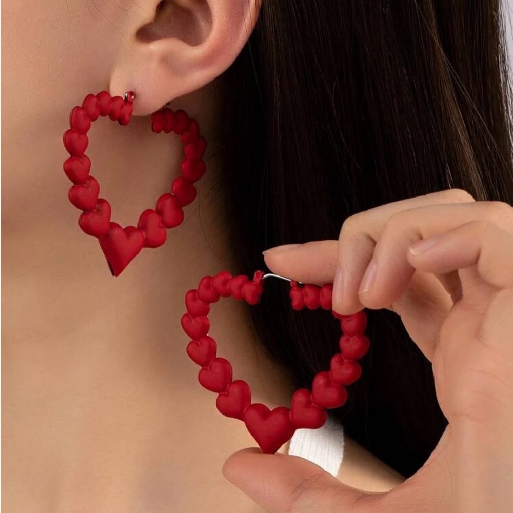 Red heart earrings